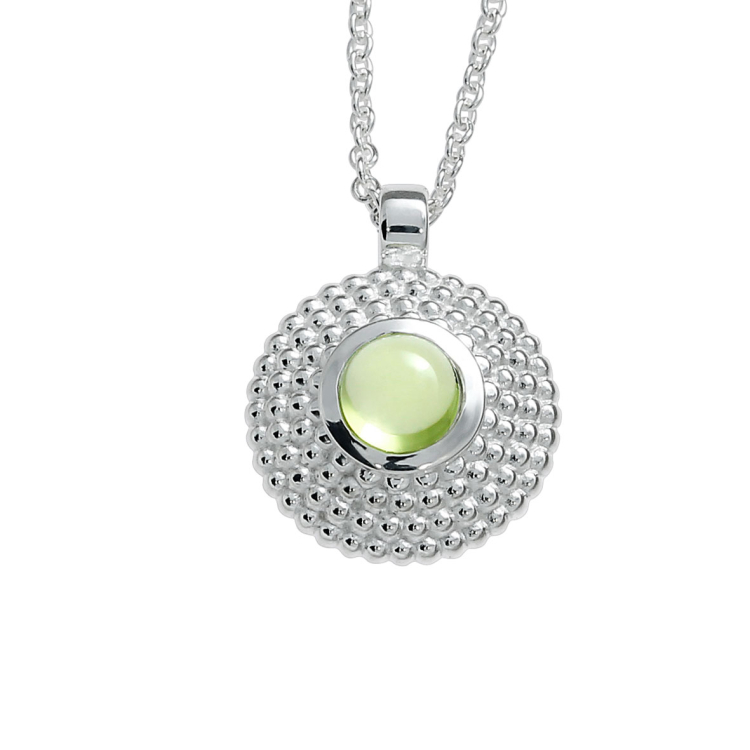 Pendant silver peridot 5 mm round cab