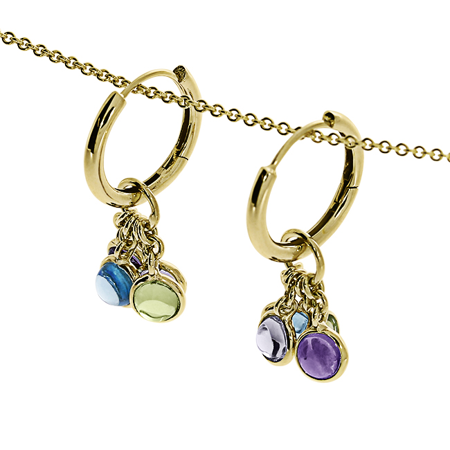 Ohrhänger 585 Gelbgold  Amethyst, Topas, Peridot, Turmalin pink