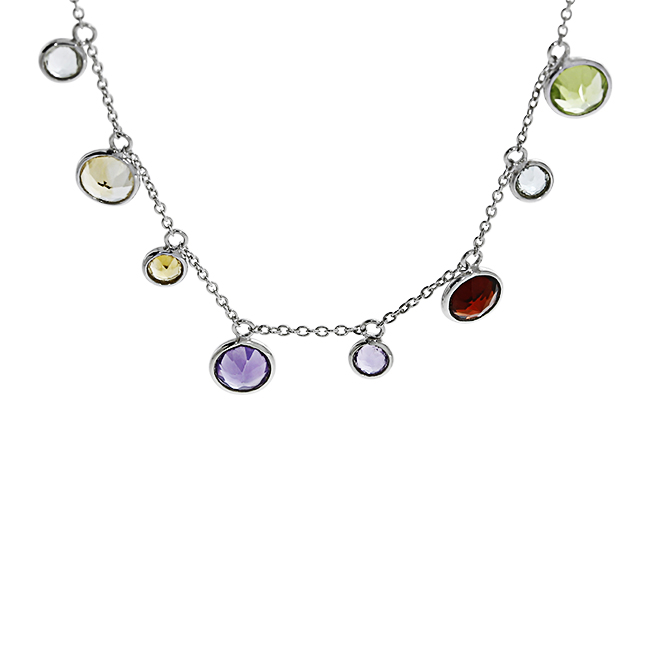 Collier 925 Silber  Edelsteinmix