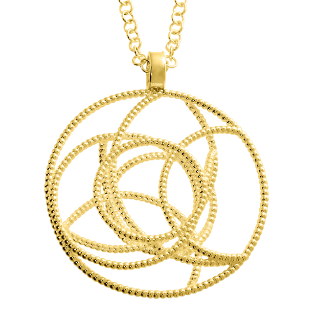 Pendant Dots silver gold plated Mandala 45 mm Anchor chain