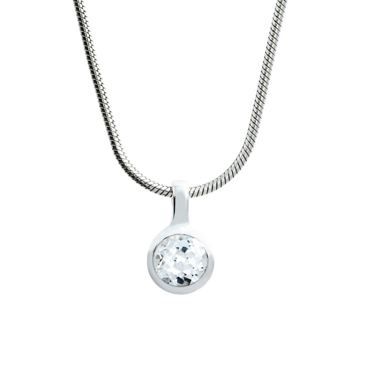 Pendant silver white topaz round fac incl. chain 42 cm