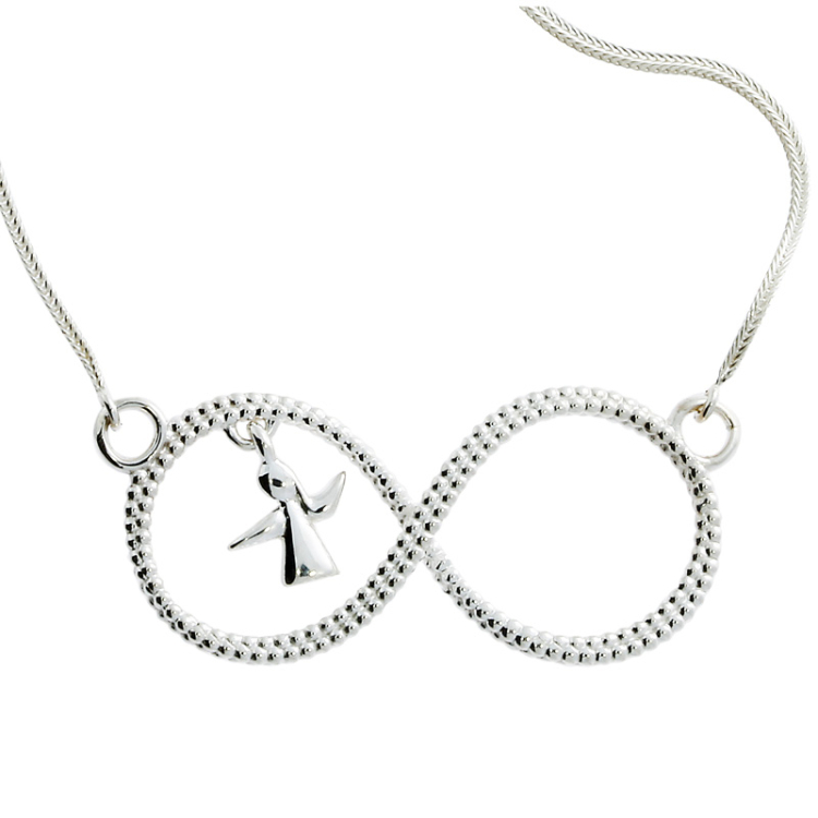 Pendant silver Dots Infinity with mini angels chain included