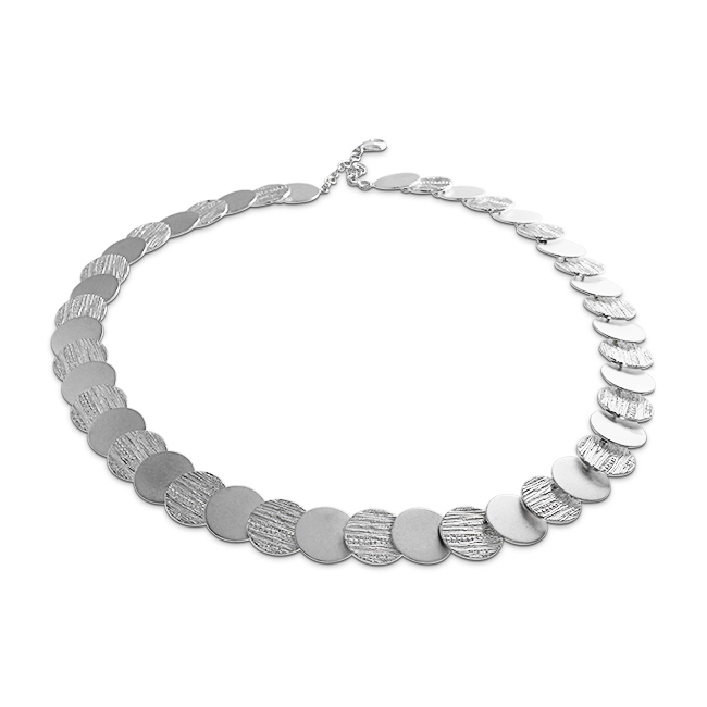 Collier Strandcore Silber Plättchen 15 mm Länge 45 cm plus Verlängerung