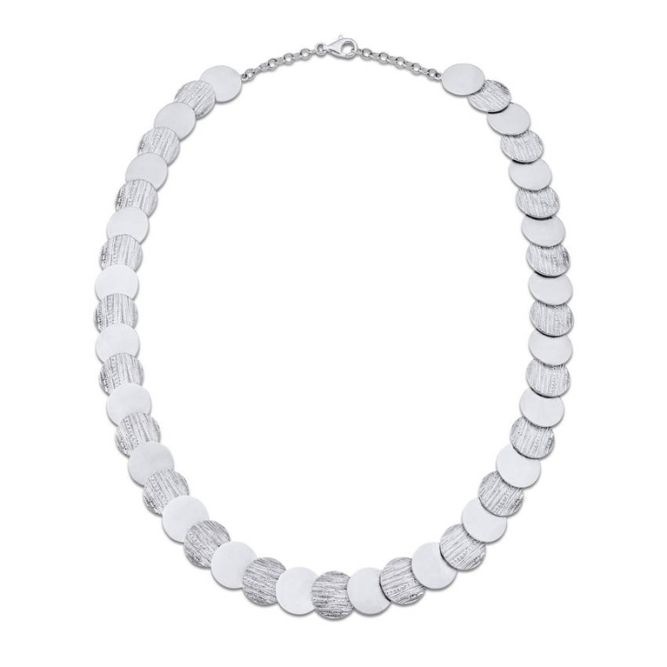 Collier Strandcore Silber Plättchen 15 mm Länge 45 cm plus Verlängerung