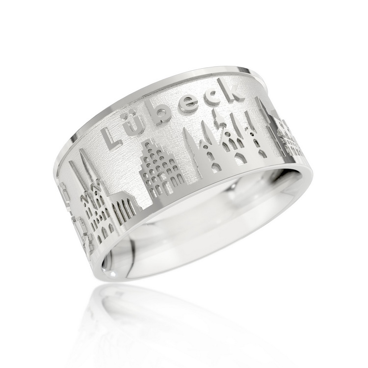 City ring Hanseatic City of Lübeck silver light Ring size 52