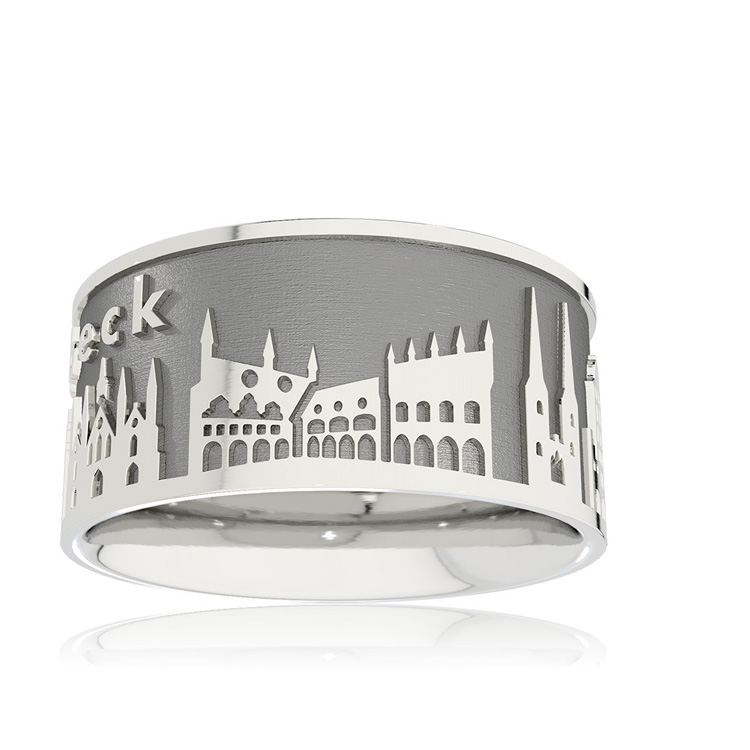 Ring City of Lübeck silver oxidised Ring size 52