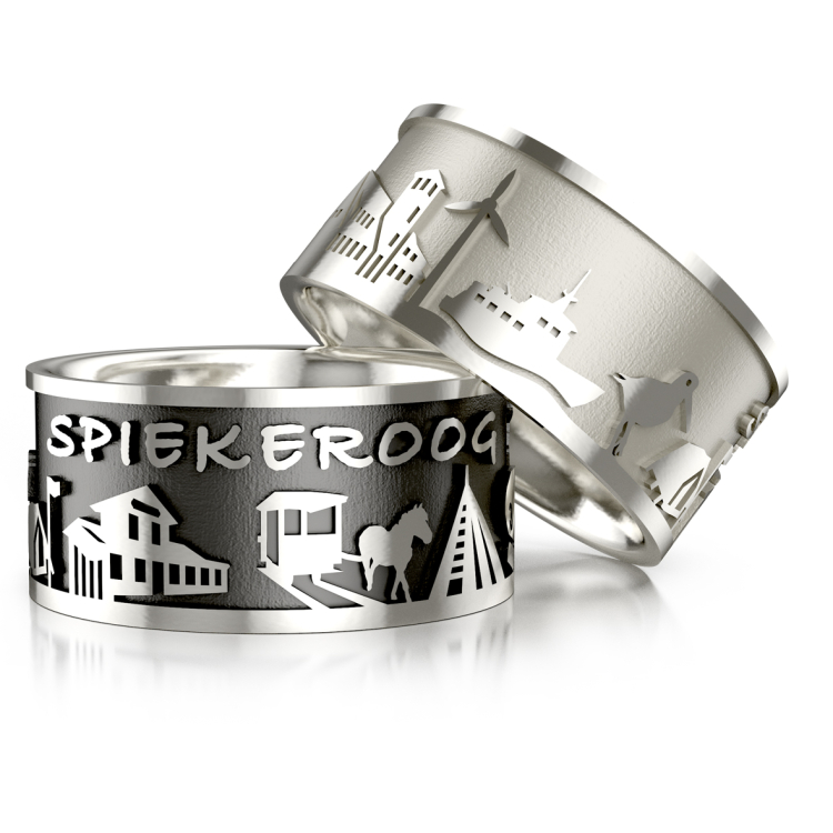 Spiekeroog island ring silver oxidised Ring size 52