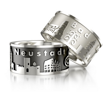 City ring Bad Neustadt silver - oxidised Ring size 52