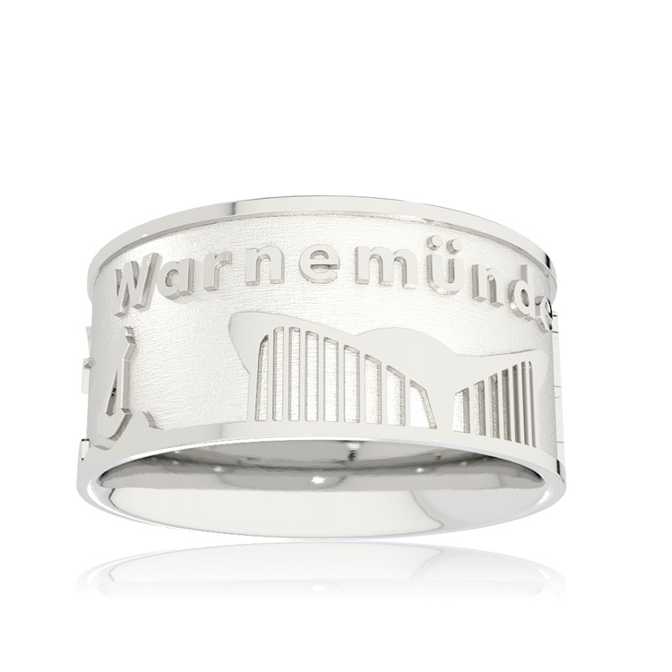 Ring City of Warnemünde silver light 10 mm wide Ring size 52