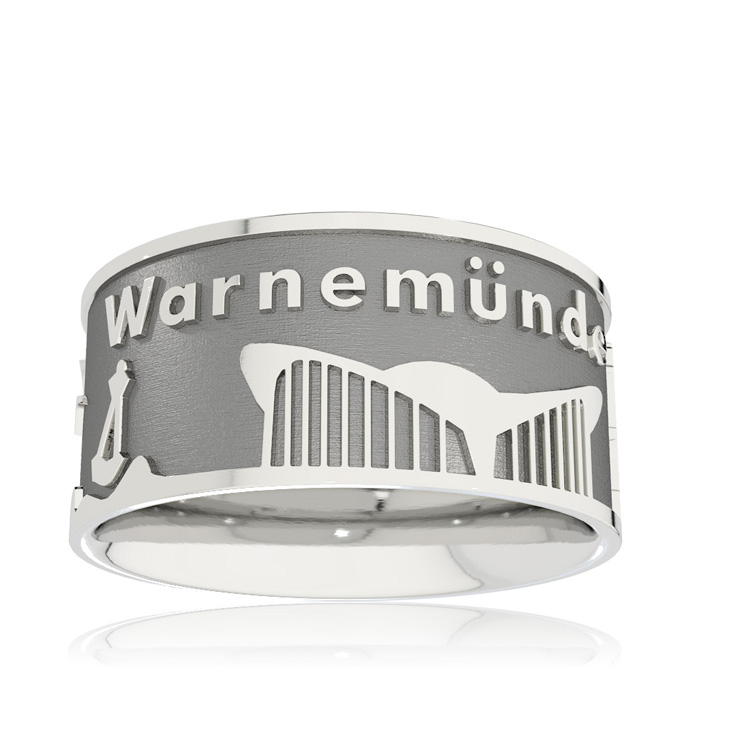 Ring Stadt Warnemünde Silber oxydiert 10 mm breit Ringweite 52