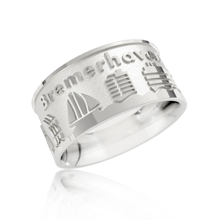 Stadtring Bremerhaven Silber-hell Ringweite 52