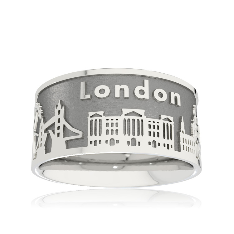 City ring London silver oxidised   Ring size UNI