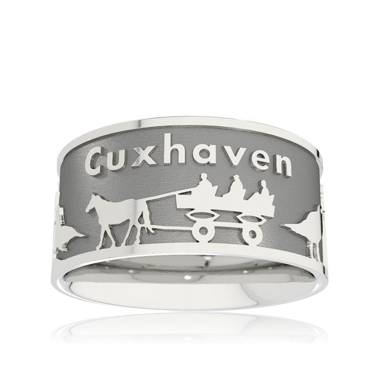 Ring Stadt Cuxhaven Silber oxydiert Ringweite 52