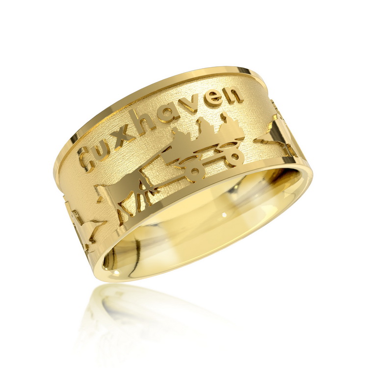 Ring Stadt Cuxhaven Silber Gold plattiert Ringweite 52