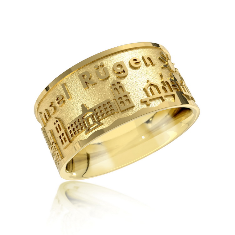 City ring Rügen-Binz silver gold plated   Ring size 56