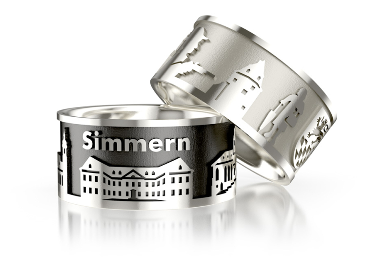 City ring Simmern silver-oxydised   Gemstones faceted