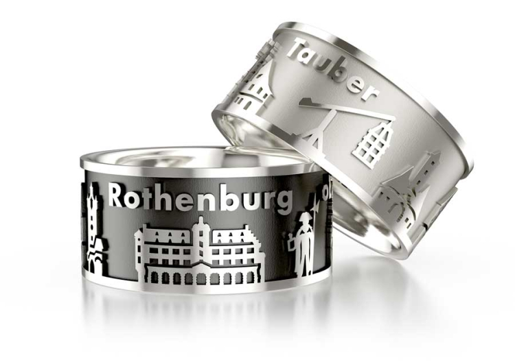 Stadtring Rothenburg a.d.T. Silber-hell  Ringweite 52