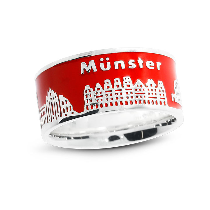 City ring Münster silver enamel red Ring size 52