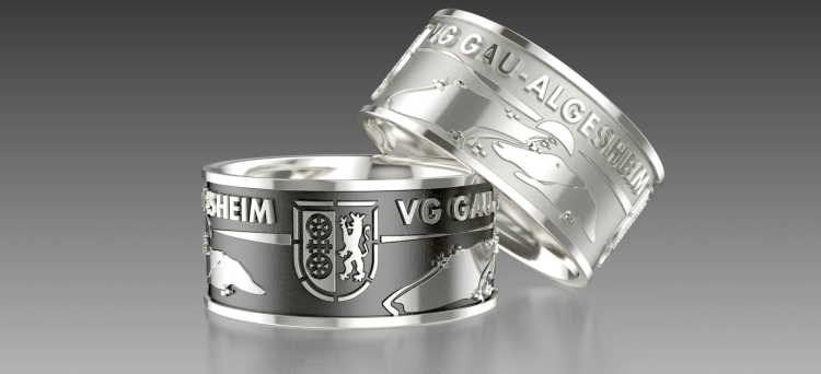 City ring Algesheim silver oxidised Ring size 52