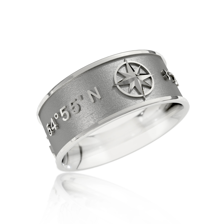 Ring Island Sylt coordinates silver oxidised Ring size 52