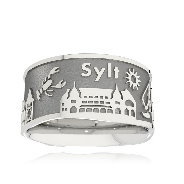 Inselring Sylt Silber oxydiert 10 mm breit Ringweite 52