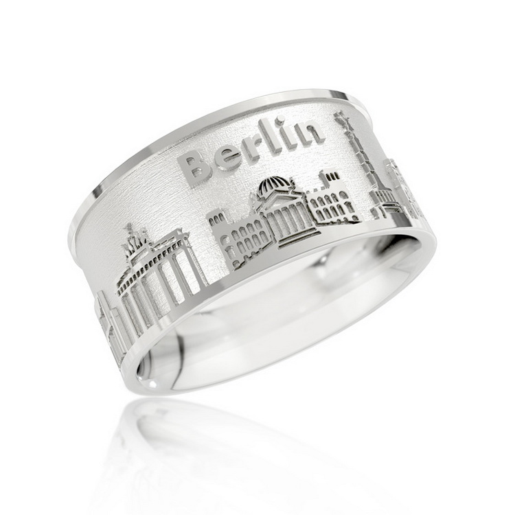 Ring City Berlin silver light 10 mm wide Ring size 52