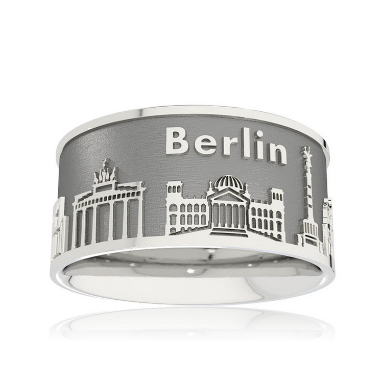 Ring Stadt Berlin Silber oxydiert 10 mm breit Ringweite 52