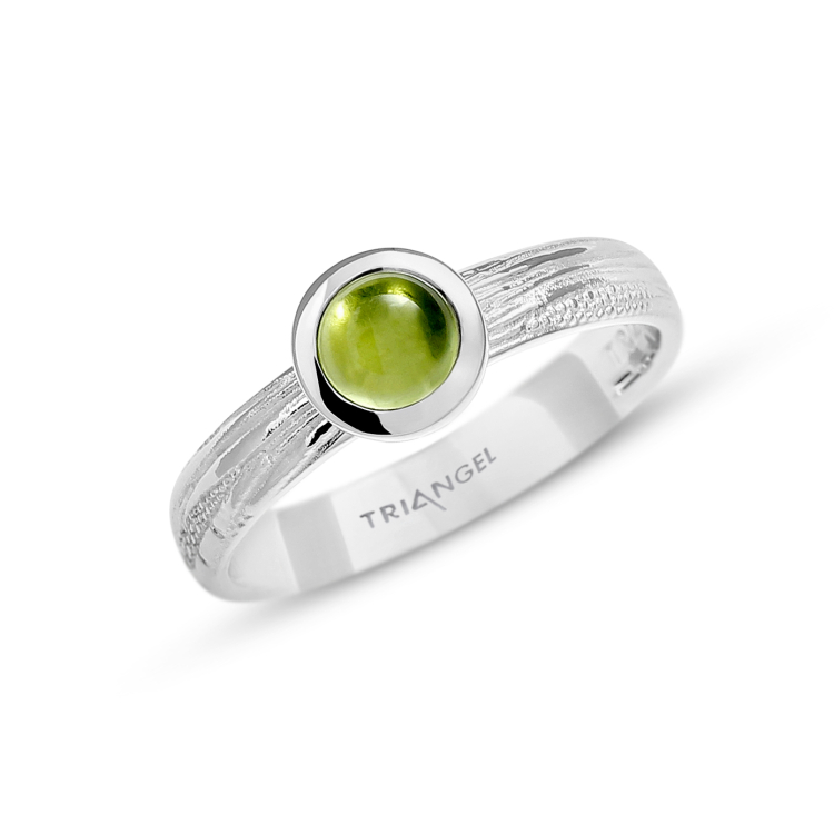 Ring Silber Strandcores Peridot 5 mm rund cab Ringweite 52