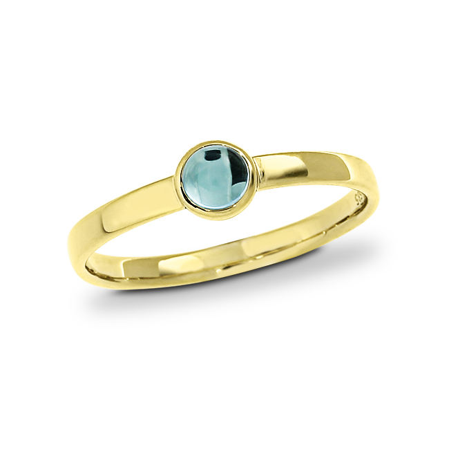 Ring Gold 585 Swiss blue Topas 4 mm cab Ringweite 52