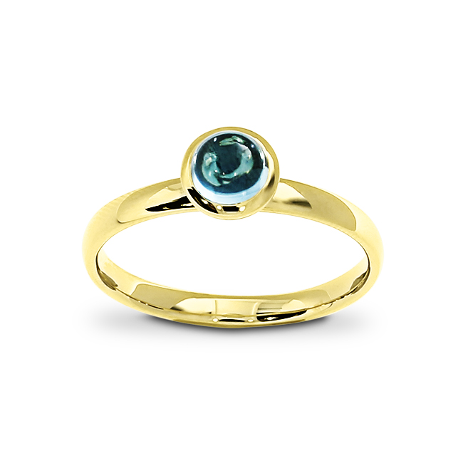 Ring Gold 585 Swiss blue Topas 5 mm cab Ringweite 52