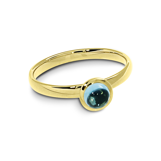 Ring Gold 585 Swiss blue Topas 5 mm cab Ringweite 52