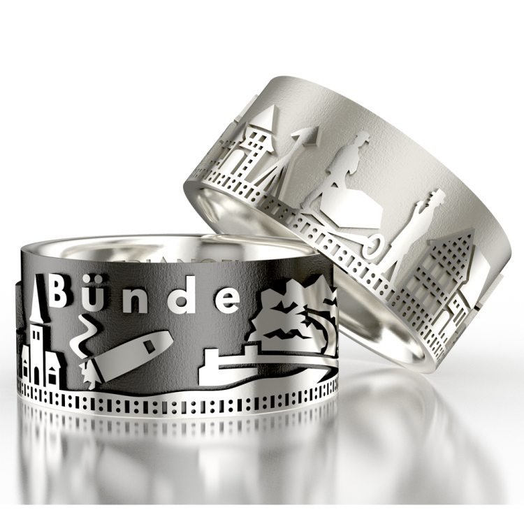 City ring Bünde silver oxidised Ring size 54