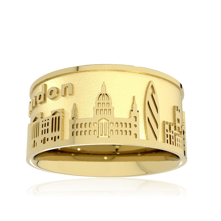 City ring London silver light gold plated   Ring size 56