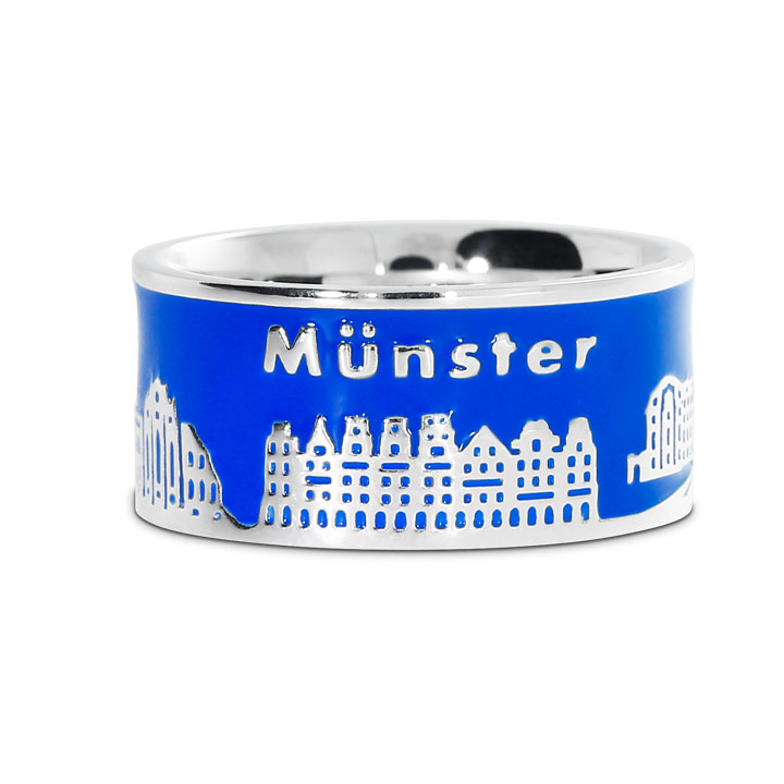 City ring Münster silver enamel blue Ring size 54