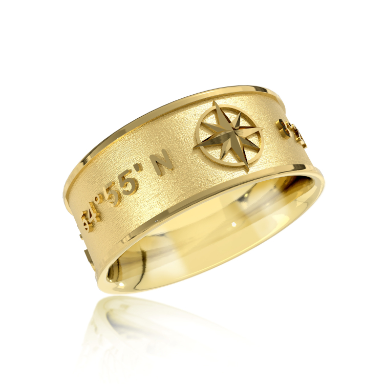 Ring Insel Sylt Koordinaten Silber Gold plattiert Ringweite 54