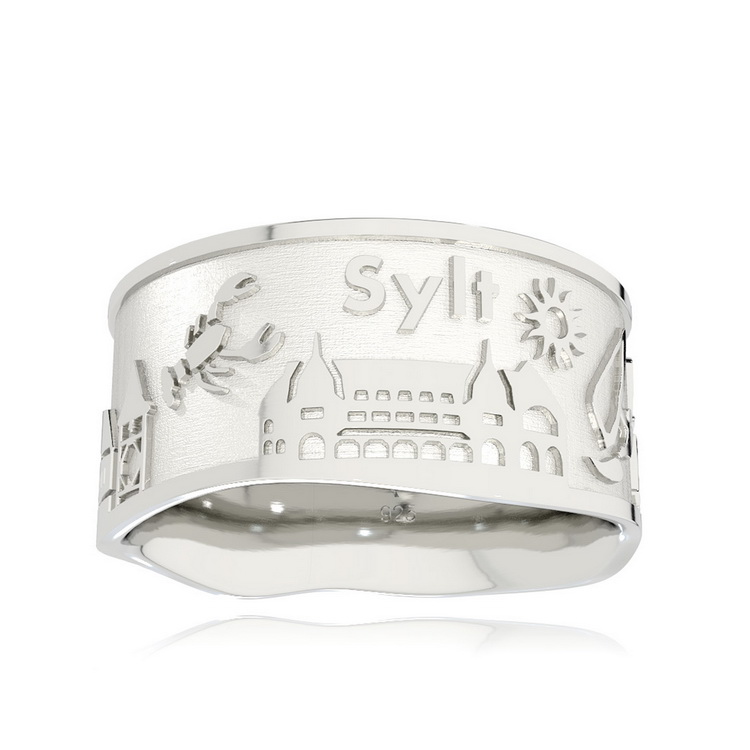 Island ring Sylt silver light 10 mm wide Ring size 54