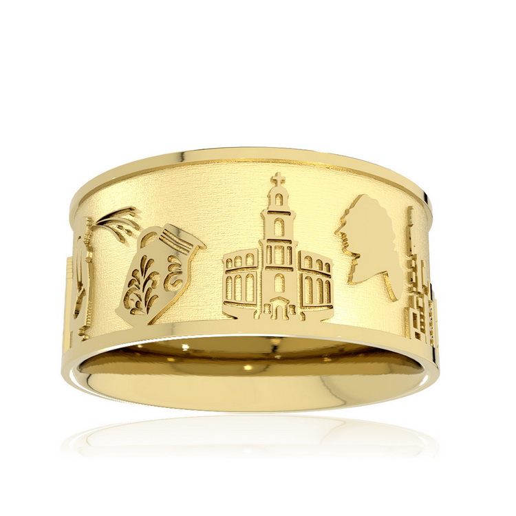 City ring Frankfurt am Main silver gold-plated Ring size 54