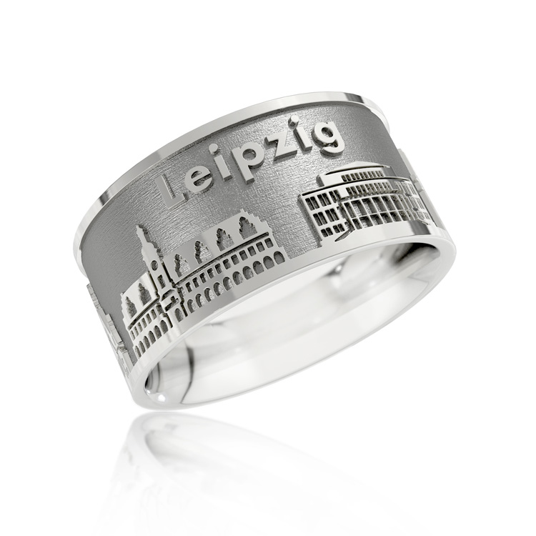 Ring City of Leipzig silver oxidised Ring size 54