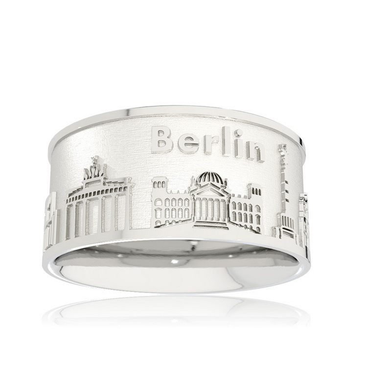 Ring City Berlin silver light 10 mm wide Ring size 54