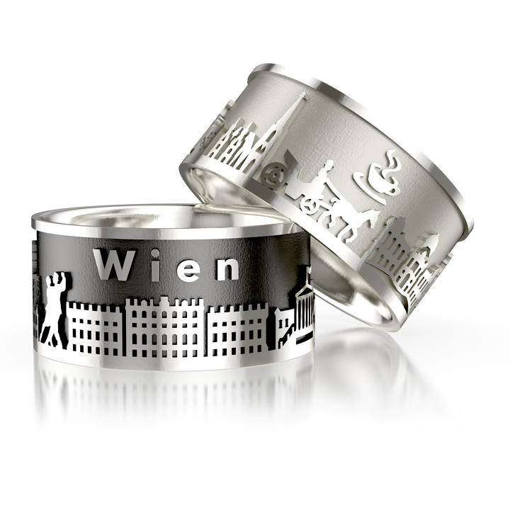 Vienna City Ring Silver Oxidised Ring size 56