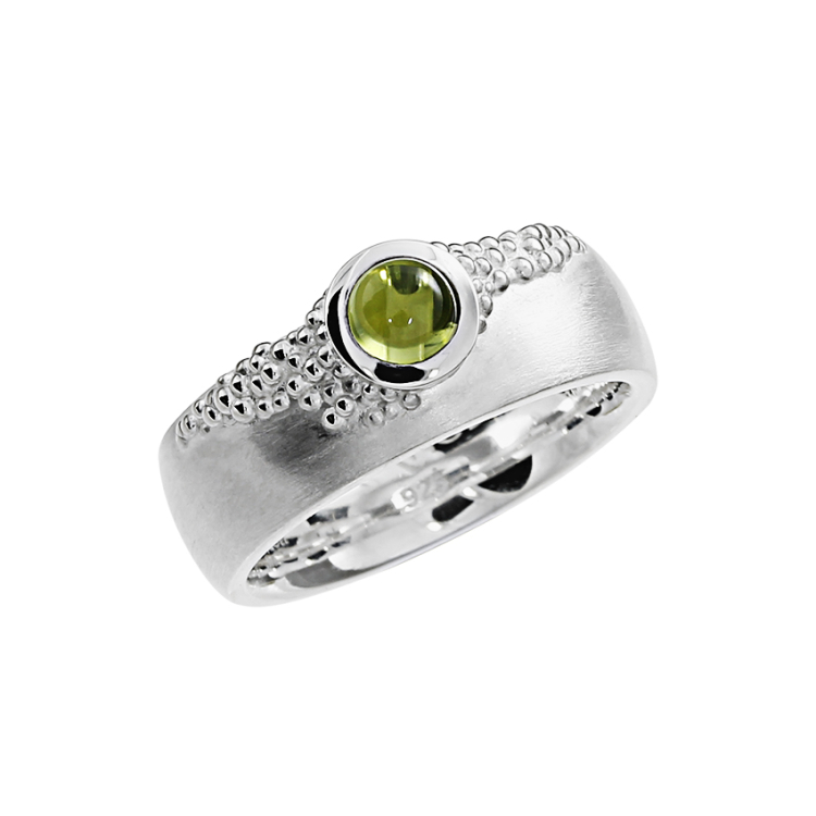 Ring Dots Silber Peridot 5 mm rund cab Ringweite 56