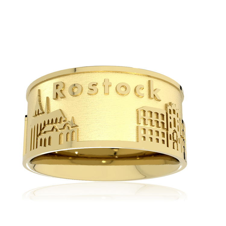 City Ring Rostock Silver Gold Plated Ring size 58