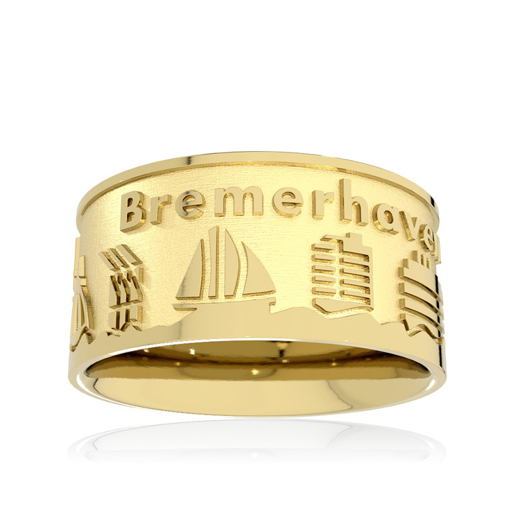 Stadtring Bremerhaven Silber Gold-plattiert Ringweite 58