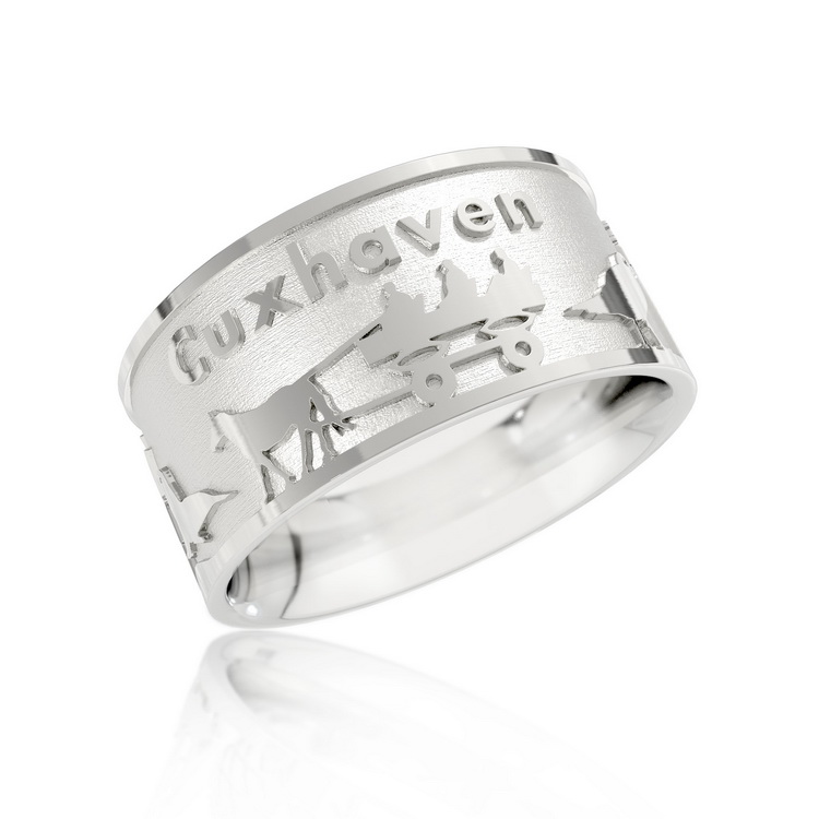 Ring Stadt Cuxhaven Silber hell Ringweite 60