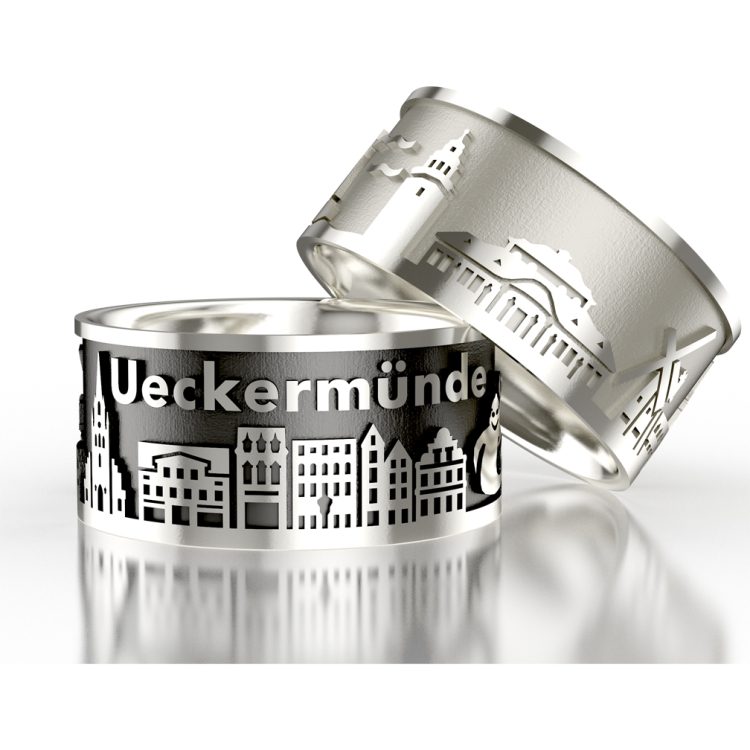 Stadtring Ueckermünde Silber gold-plattiert Ringweite 60