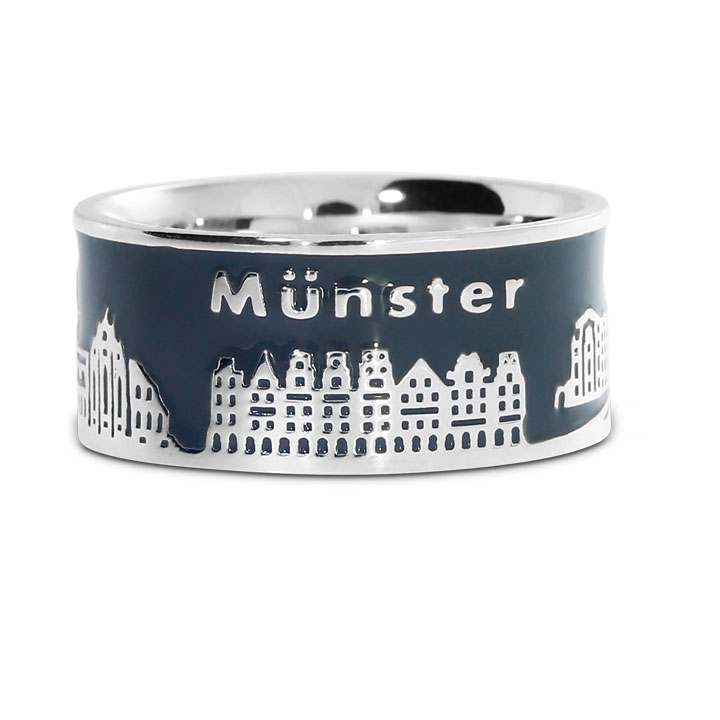 Stadtring Münster Silber Emaille Grau Ringweite 60