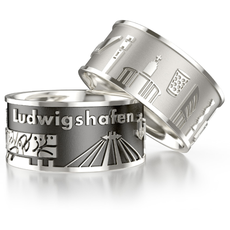 Ring Stadt Ludwigshafen Silber- hell Ringweite 62