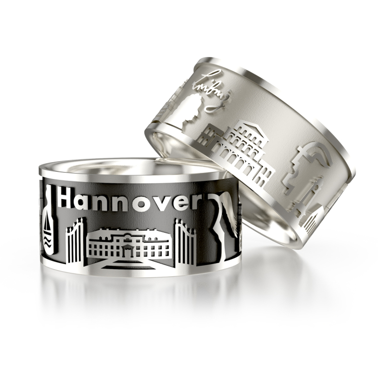 Hanover city ring silver-oxide-plated  