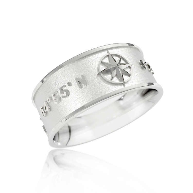 Ring Island Sylt Coordinates Silver light Ring size UNI