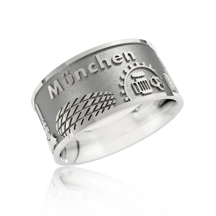 City ring Munich silver oxidised Ring size UNI